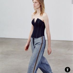Women Zara ZW SPLIT DENIM CORSET